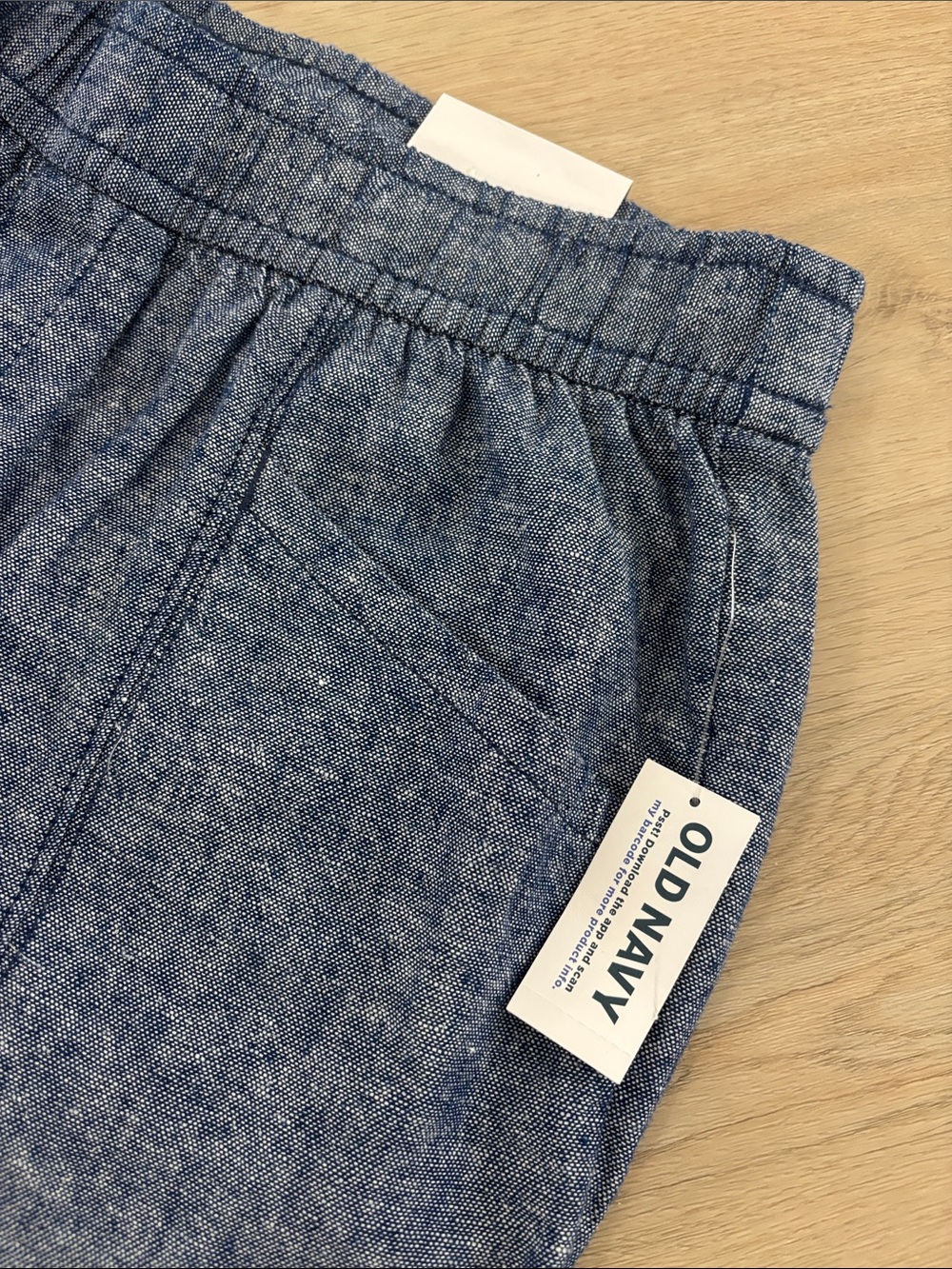 NWT Old Navy High-Waisted Cropped Linen-Blend Tapered Pants size M blue chambray - Picture 4 of 5